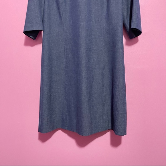 Alice + Olivia Coley Mock Neck A-Line Dress Medium Denim - Picture 6 of 13